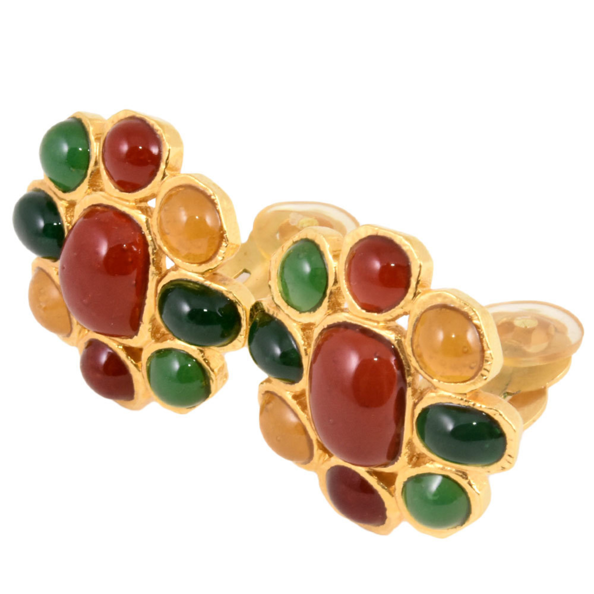 CHANEL Color Stone Earrings Multicolor 96A 11.1g Women's