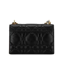 Christian Dior Dior Miss Caro Macrocannage Chain Shoulder Bag Black Lambskin Women's