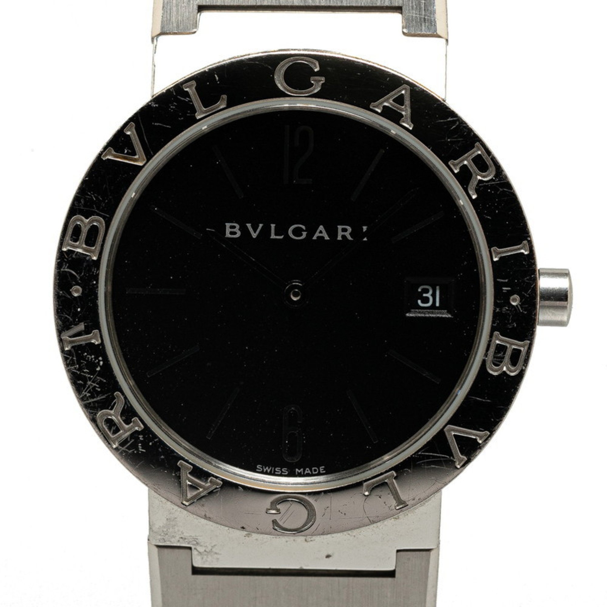 BVLGARI Wristwatch BB33SS Quartz Black Dial Stainless Steel Men's