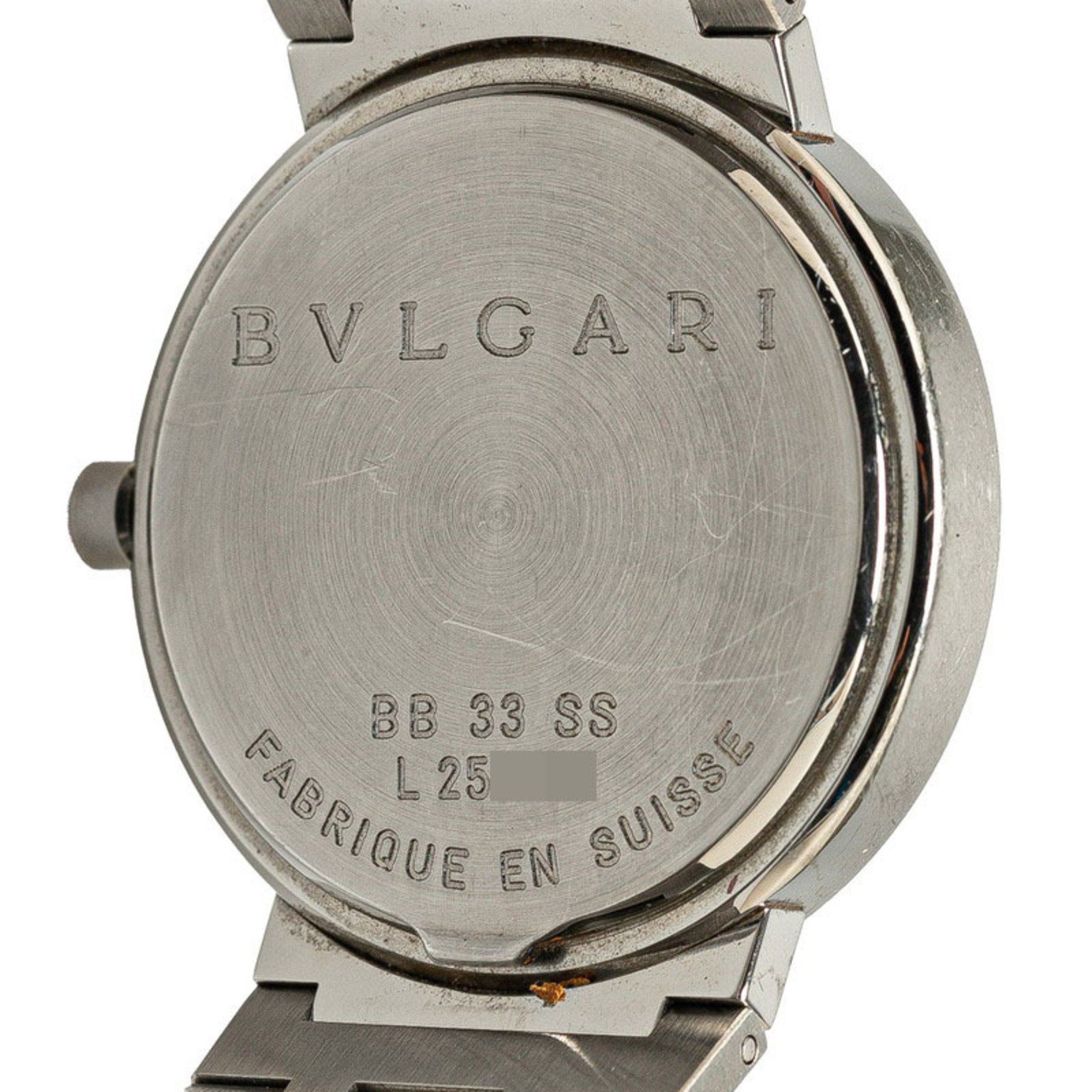 BVLGARI Wristwatch BB33SS Quartz Black Dial Stainless Steel Men's