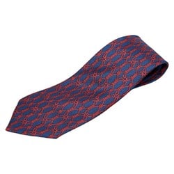 Hermes Rope Motif Necktie Navy Red Silk Men's HERMES