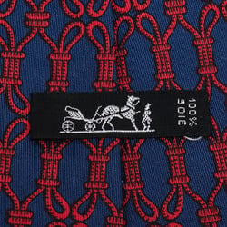 Hermes Rope Motif Necktie Navy Red Silk Men's HERMES