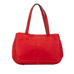 LOEWE ANAGRAM MADRID HANDBAG TOTE BAG RED LEATHER WOMEN'S