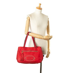 LOEWE ANAGRAM MADRID HANDBAG TOTE BAG RED LEATHER WOMEN'S