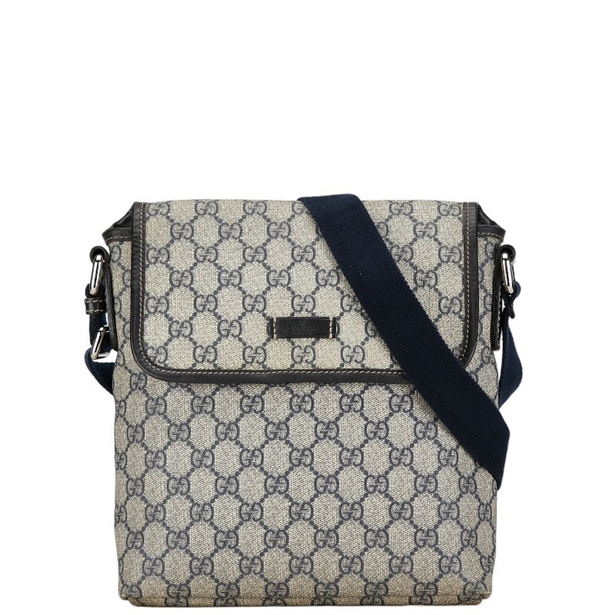 Gucci GG Supreme Shoulder Bag 223666 Beige Navy PVC Women's GUCCI