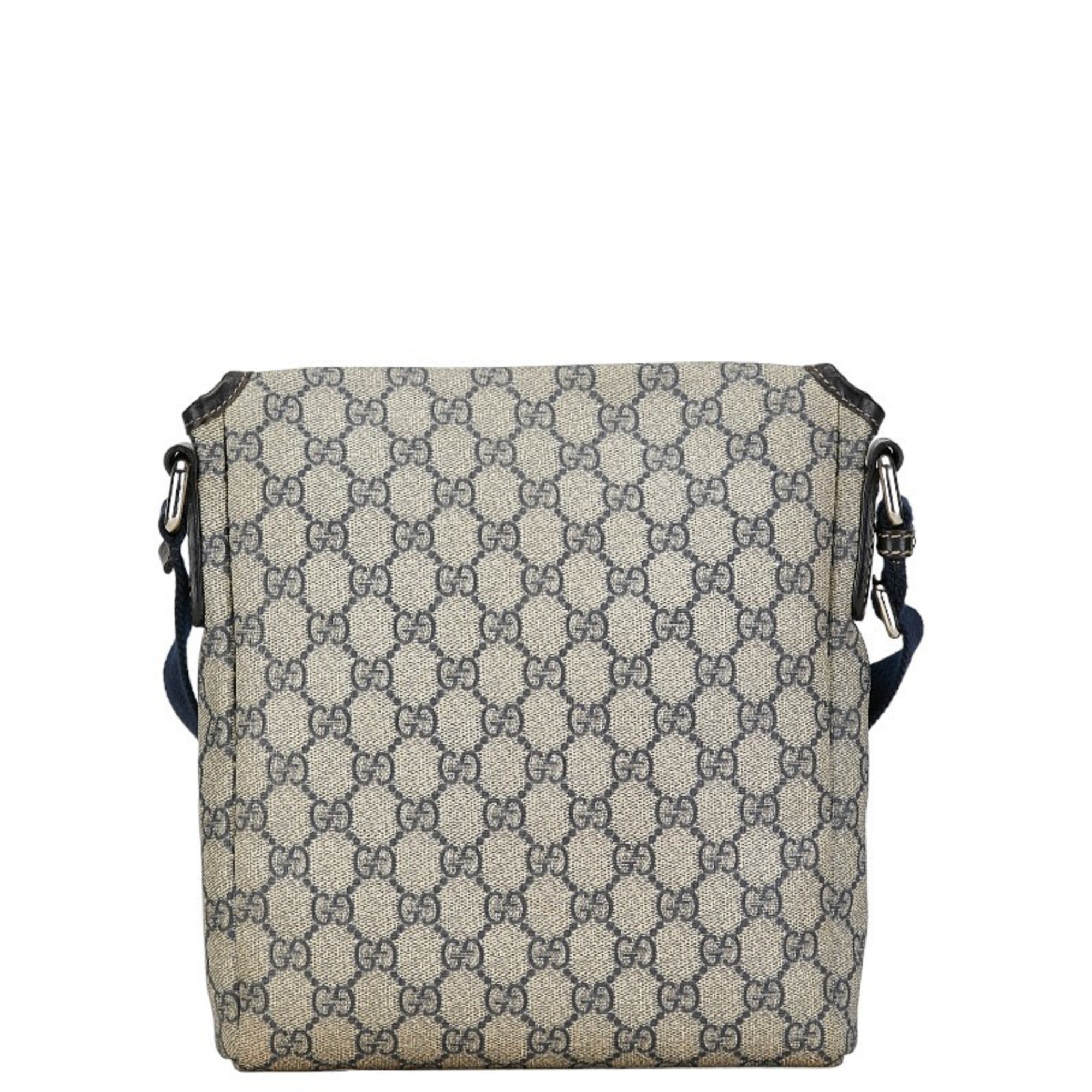 Gucci GG Supreme Shoulder Bag 223666 Beige Navy PVC Women's GUCCI