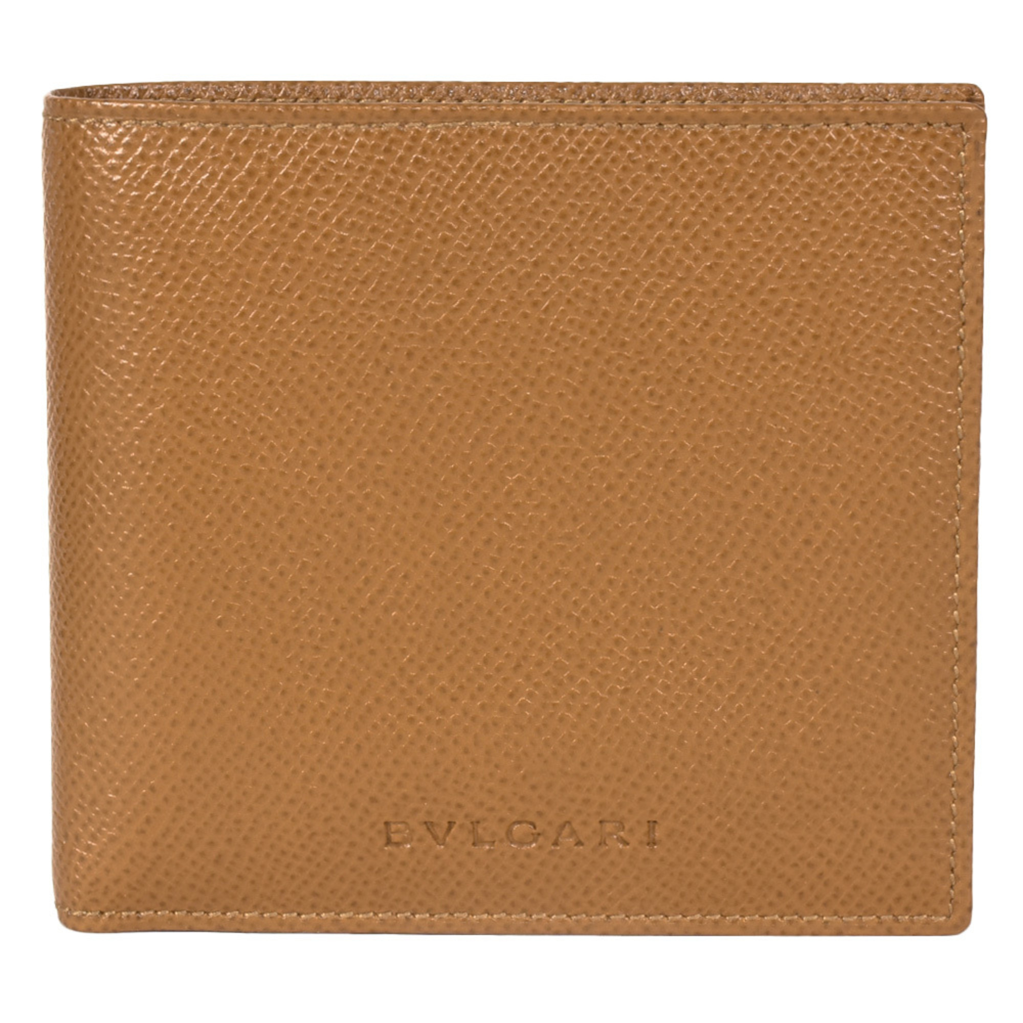 BVLGARI Classico Bi-fold Wallet Grained Leather 20065 Amber Brown