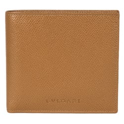 BVLGARI Classico Bi-fold Wallet Grained Leather 20065 Amber Brown