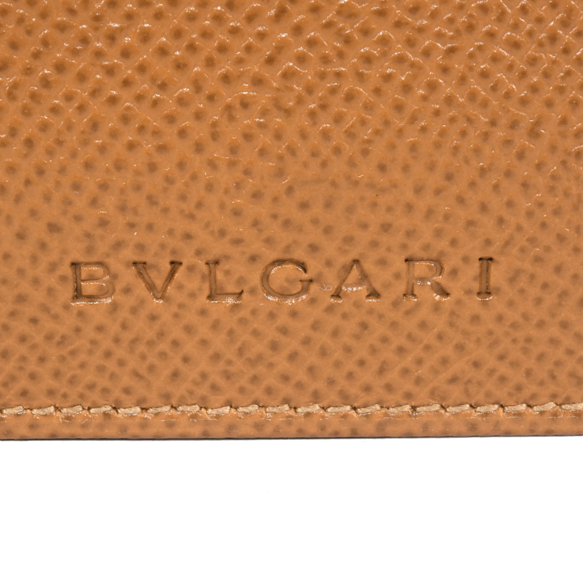 BVLGARI Classico Bi-fold Wallet Grained Leather 20065 Amber Brown