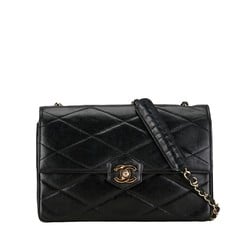 Chanel Matelasse Diamond Stitch Coco Mark Chain Shoulder Bag Black Lambskin Women's CHANEL