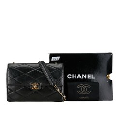 Chanel Matelasse Diamond Stitch Coco Mark Chain Shoulder Bag Black Lambskin Women's CHANEL