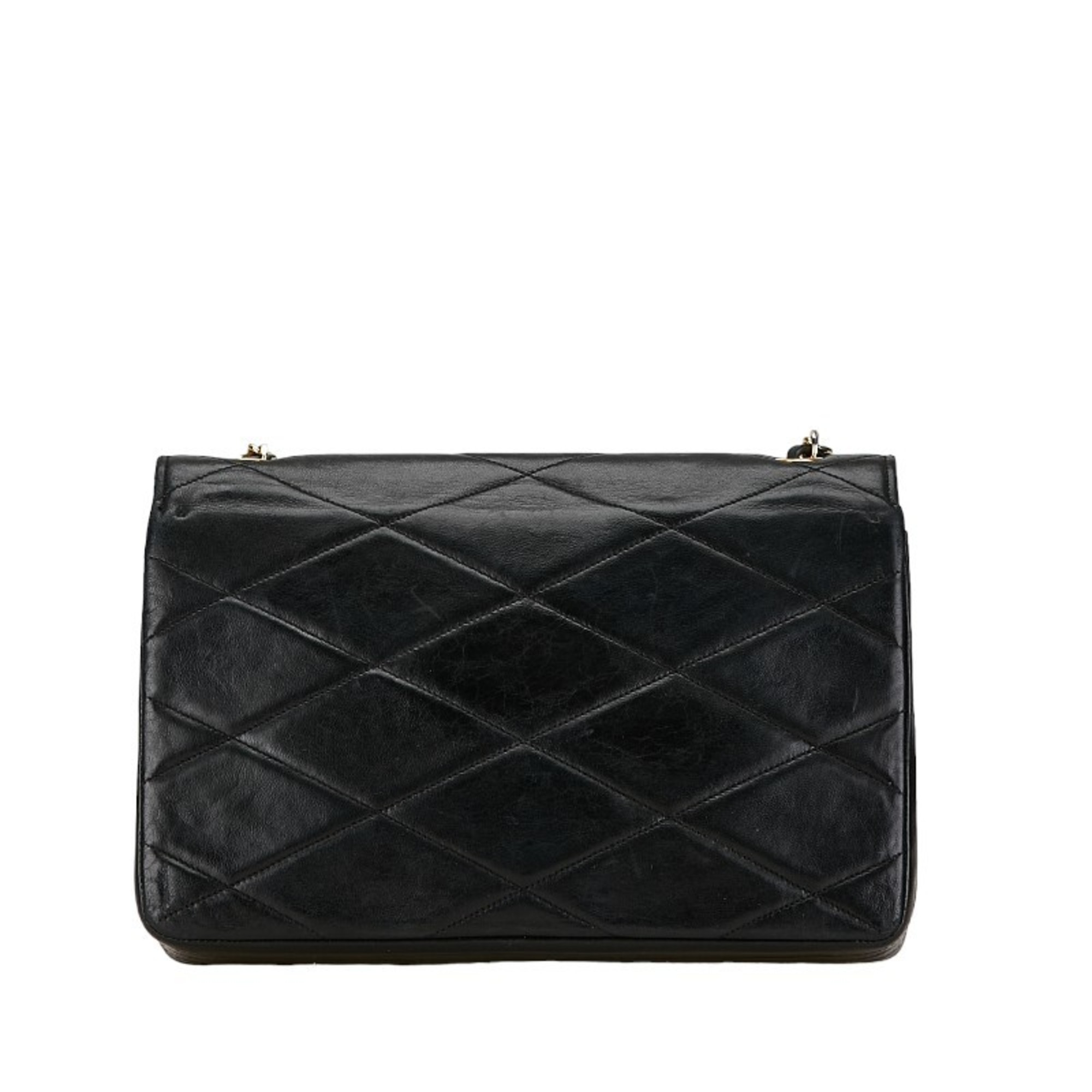 Chanel Matelasse Diamond Stitch Coco Mark Chain Shoulder Bag Black Lambskin Women's CHANEL