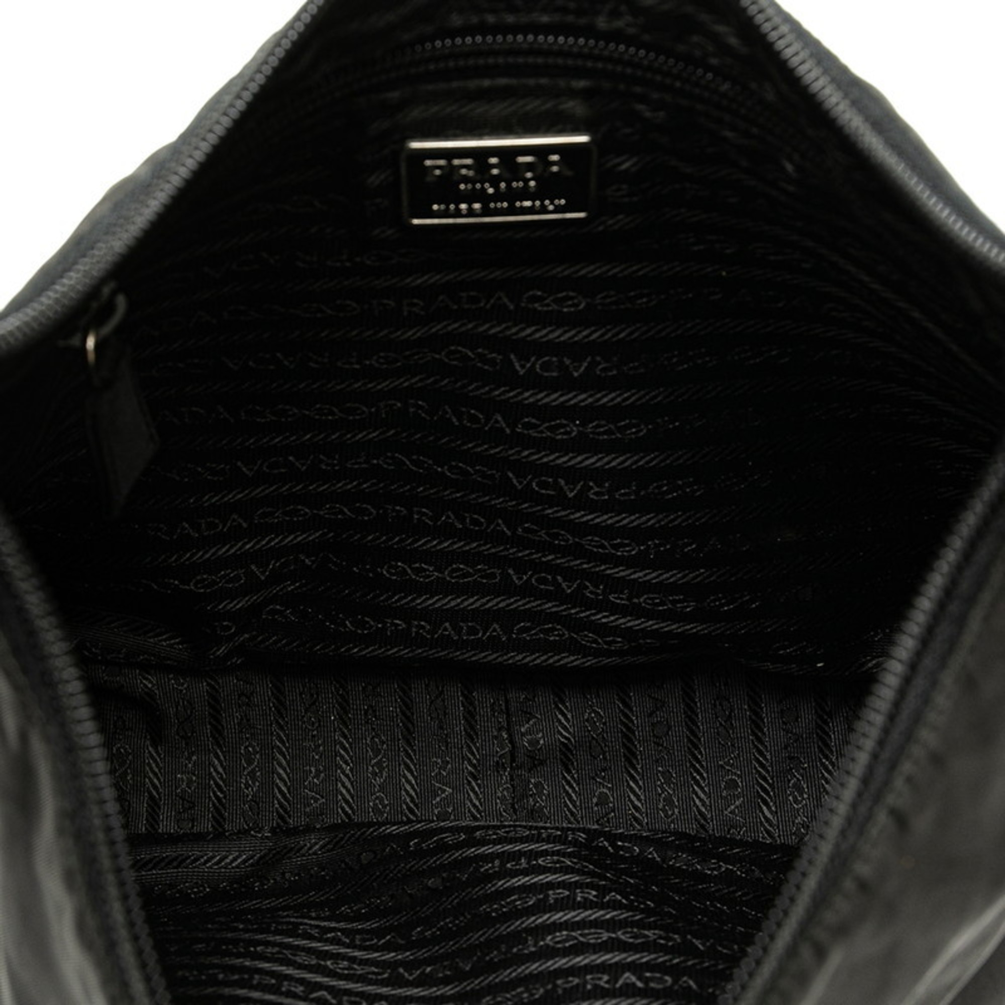 Prada Triangle Plate Bag Handbag Black Nylon Women's PRADA