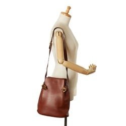 Salvatore Ferragamo Gancini Shoulder Bag Brown Leather Women's