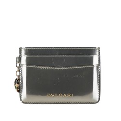 BVLGARI Serpenti Card Case Silver Enamel Women's