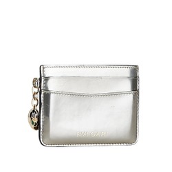 BVLGARI Serpenti Card Case Silver Enamel Women's