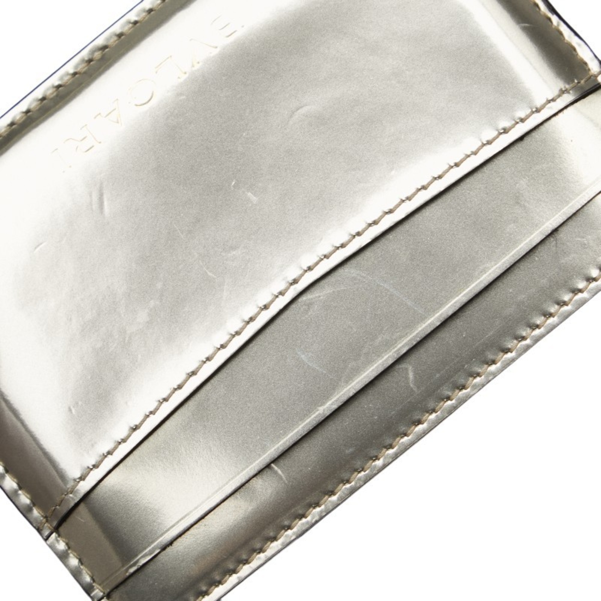 BVLGARI Serpenti Card Case Silver Enamel Women's