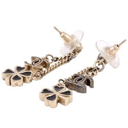 CHANEL Swing Earrings Metal Black E12A Coco Mark Clover Women's