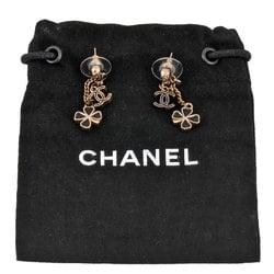 CHANEL Swing Earrings Metal Black E12A Coco Mark Clover Women's