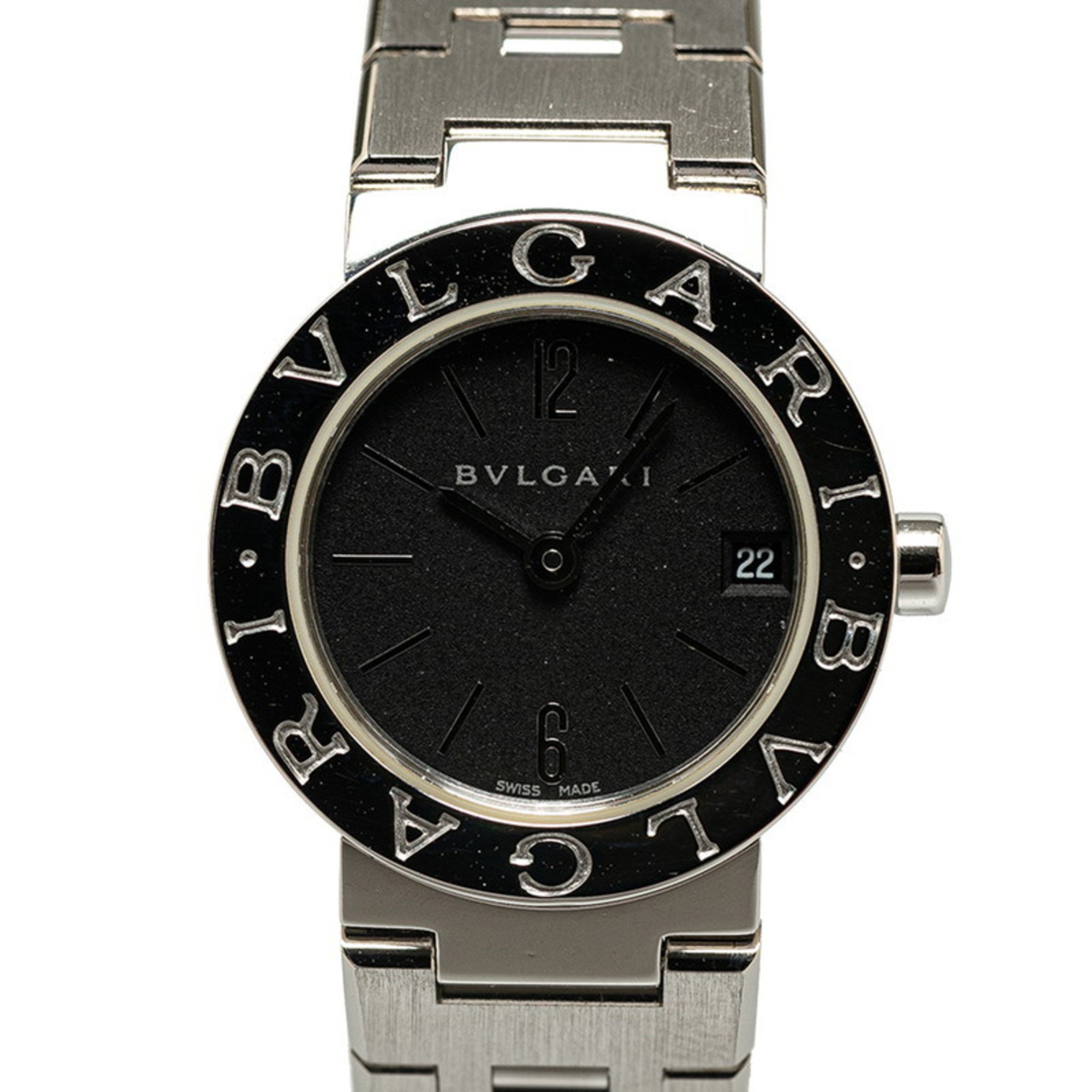 BVLGARI Watch BB23SS Quartz Black Dial Stainless Steel Women's