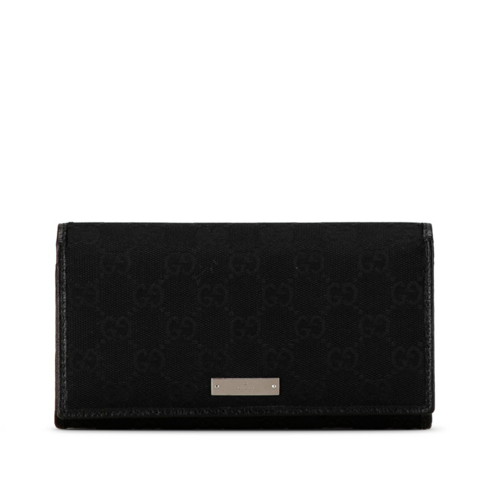 Gucci GG Canvas Long Wallet 244946 Black Leather Women's GUCCI