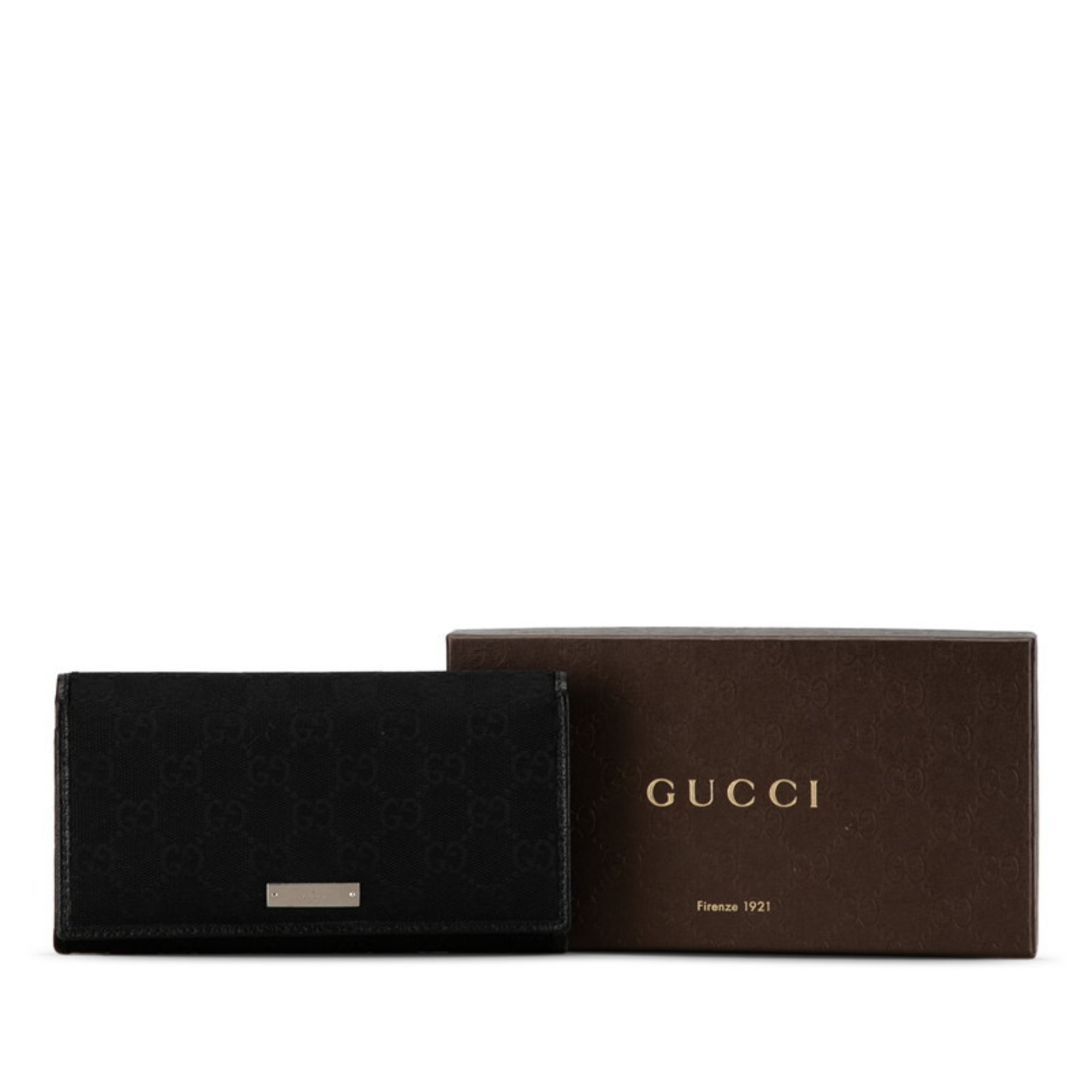 Gucci GG Canvas Long Wallet 244946 Black Leather Women's GUCCI