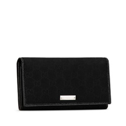 Gucci GG Canvas Long Wallet 244946 Black Leather Women's GUCCI