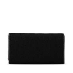 Gucci GG Canvas Long Wallet 244946 Black Leather Women's GUCCI