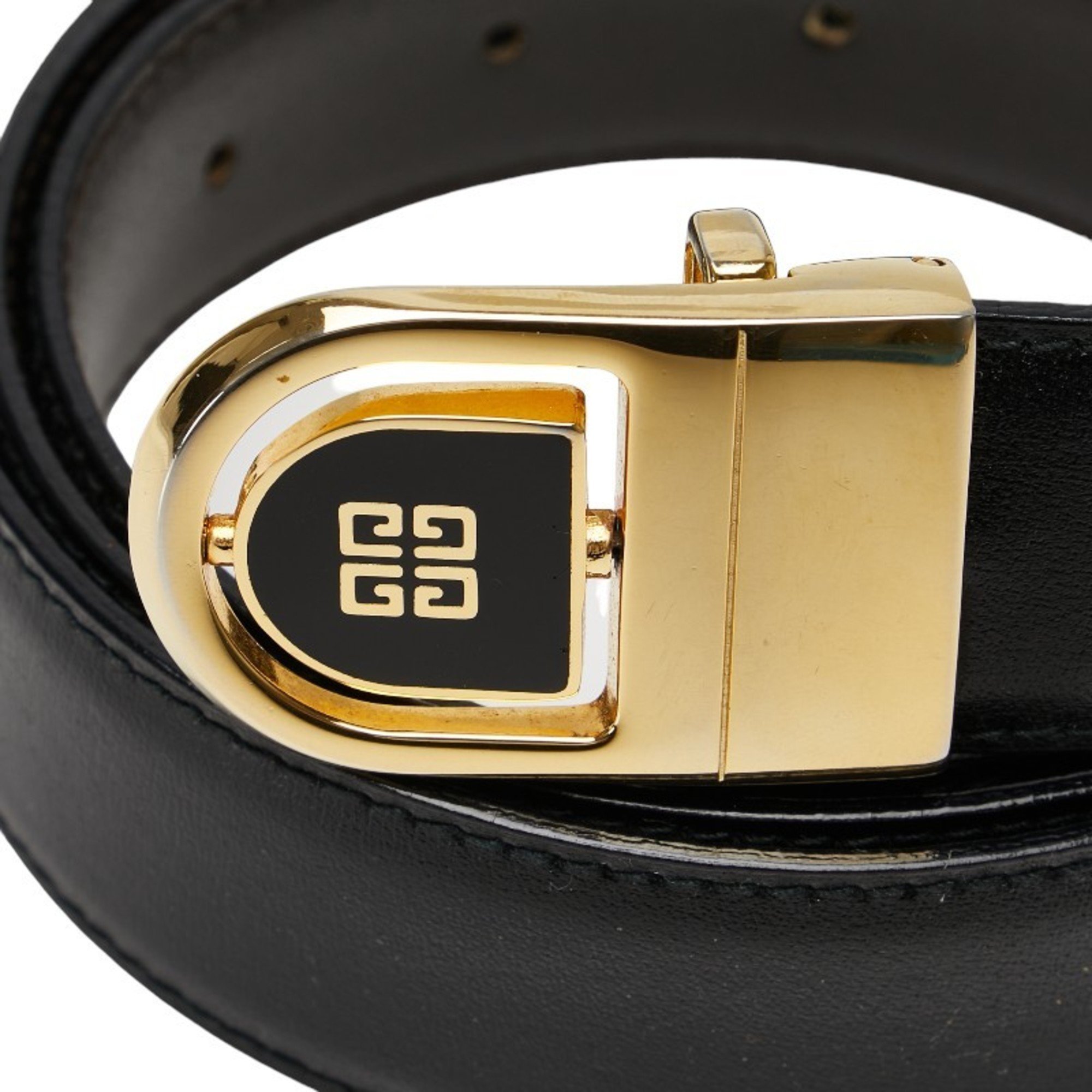 Givenchy belt black gold leather women's