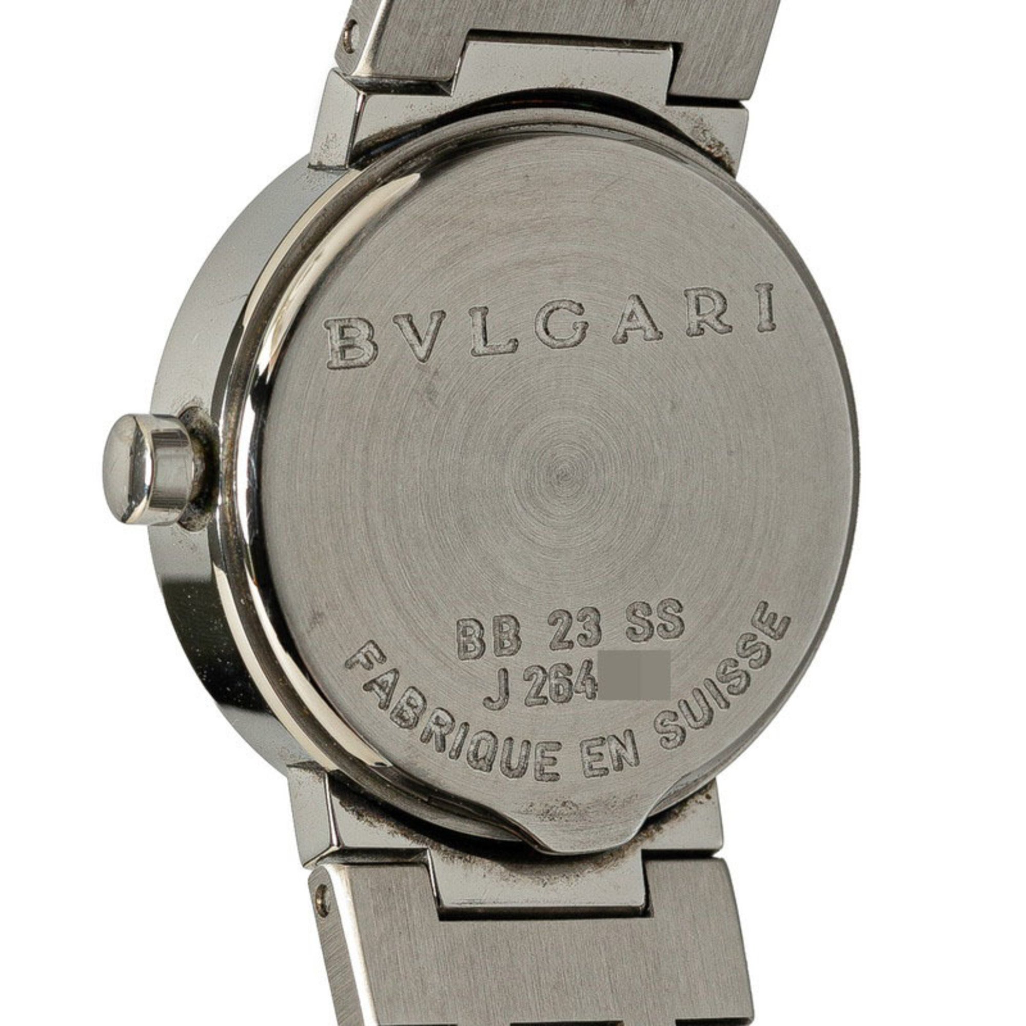 BVLGARI Watch BB23SS Quartz Black Dial Stainless Steel Women's