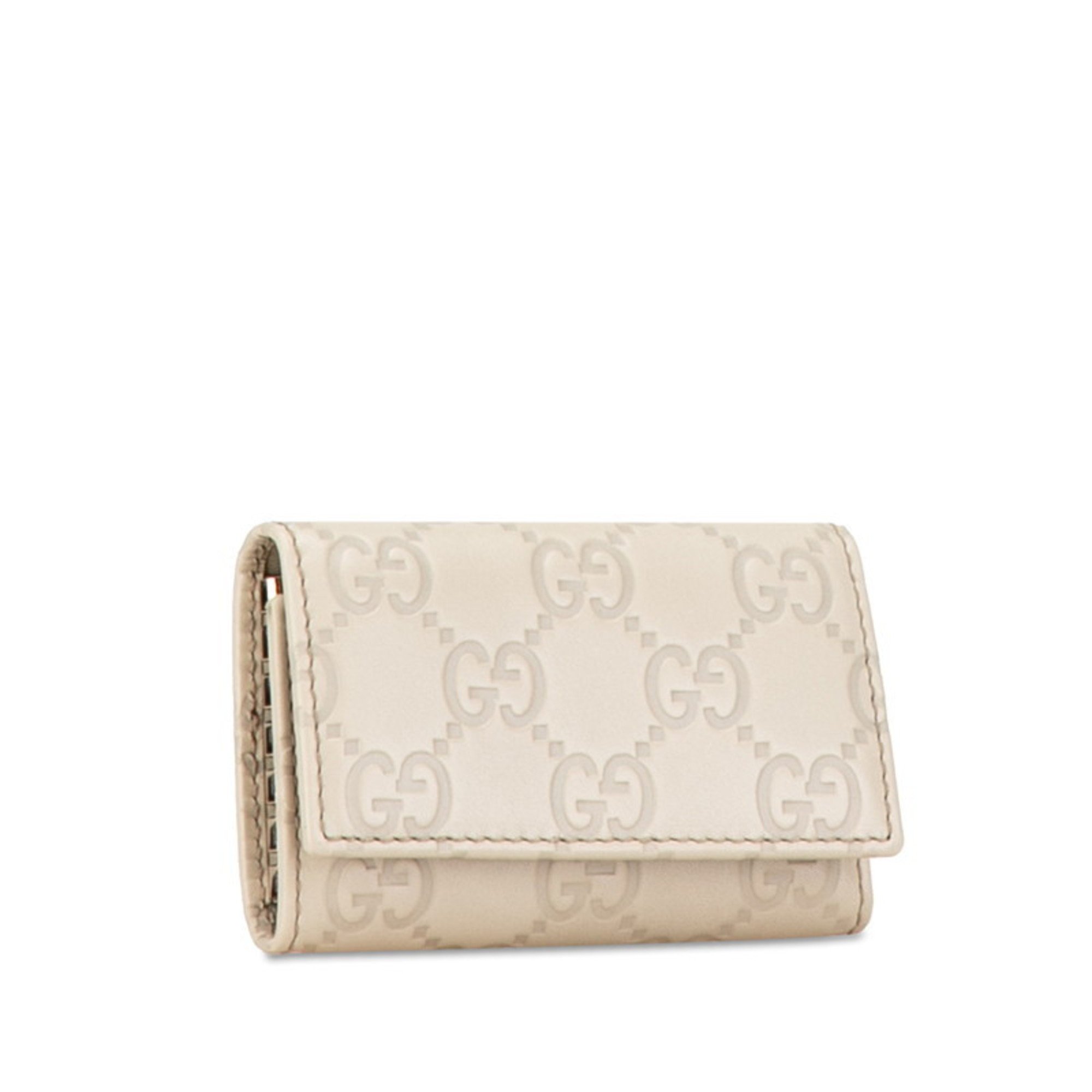 Gucci Guccissima 6-ring key case 138093 Ivory Leather Men's GUCCI