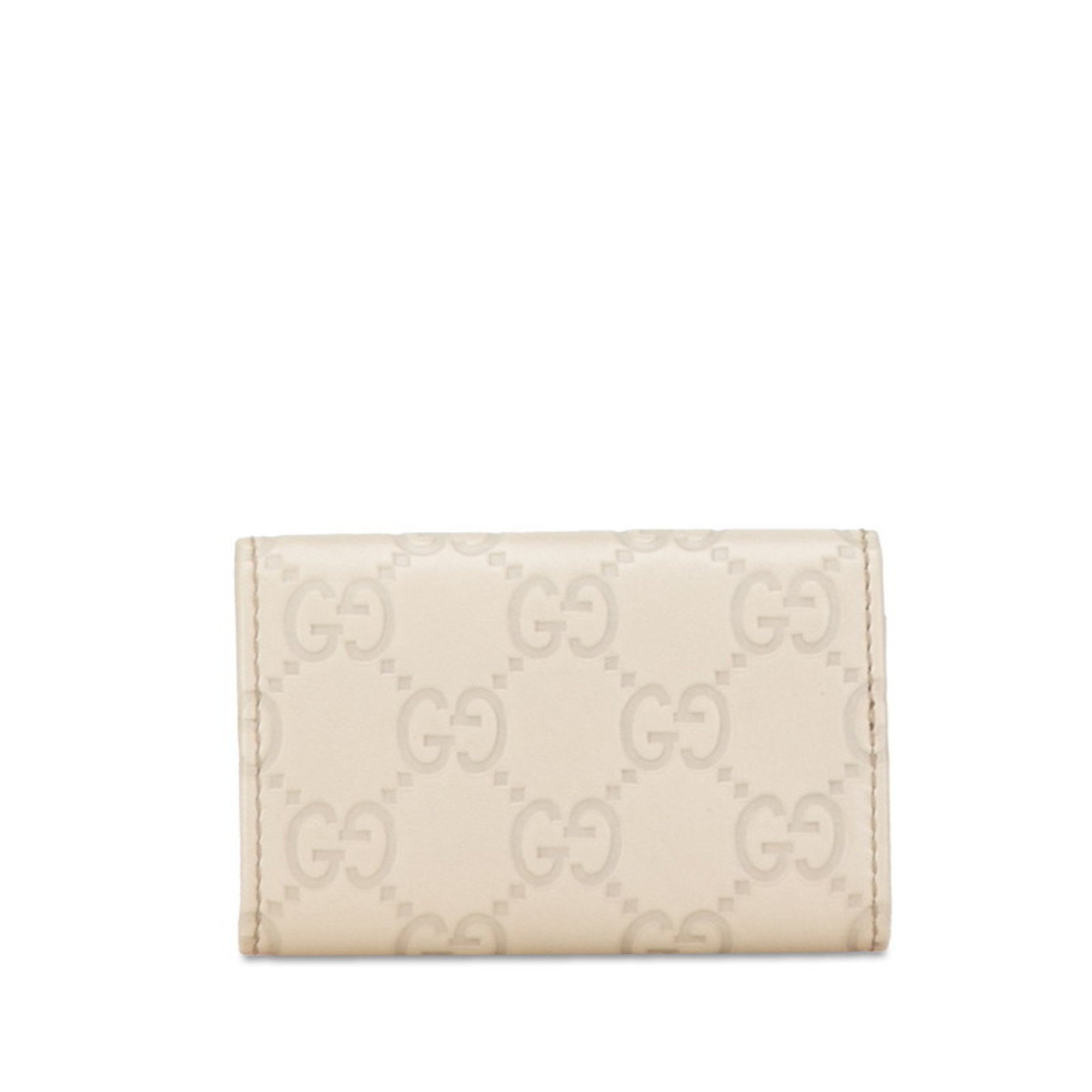 Gucci Guccissima 6-ring key case 138093 Ivory Leather Men's GUCCI