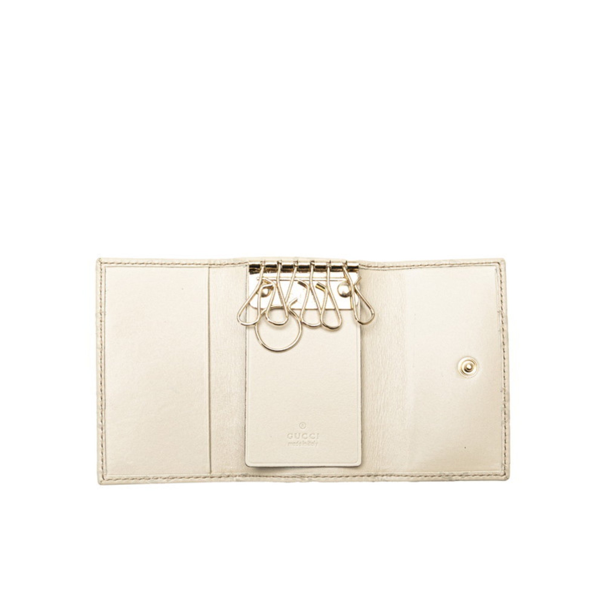 Gucci Guccissima 6-ring key case 138093 Ivory Leather Men's GUCCI