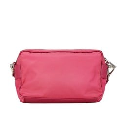 Prada Triangle Plate Tessuto Shoulder Bag Pink Nylon Leather Women's PRADA