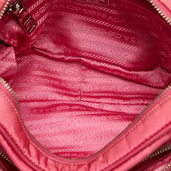 Prada Triangle Plate Tessuto Shoulder Bag Pink Nylon Leather Women's PRADA