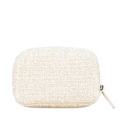 CHANEL Deauville Pouch White Gold Tweed Women's