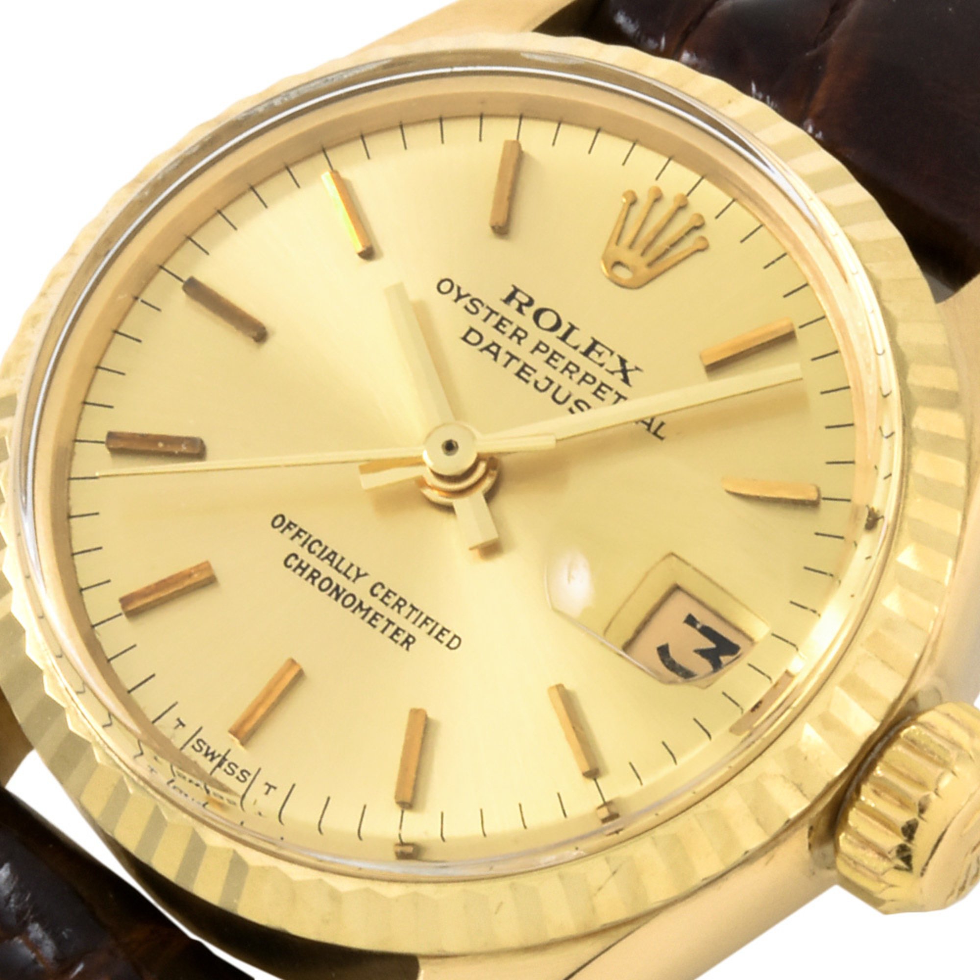 Rolex ROLEX 6517 Oyster Perpetual Date 6 digits (manufactured around 1942) Wristwatch Automatic Champagne Dial K18YG Solid Gold Ladies