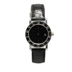 BVLGARI Watch BB26SLD Quartz Black Dial Stainless Steel Leather Women's