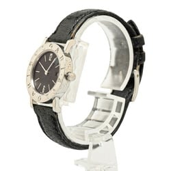 BVLGARI Watch BB26SLD Quartz Black Dial Stainless Steel Leather Women's