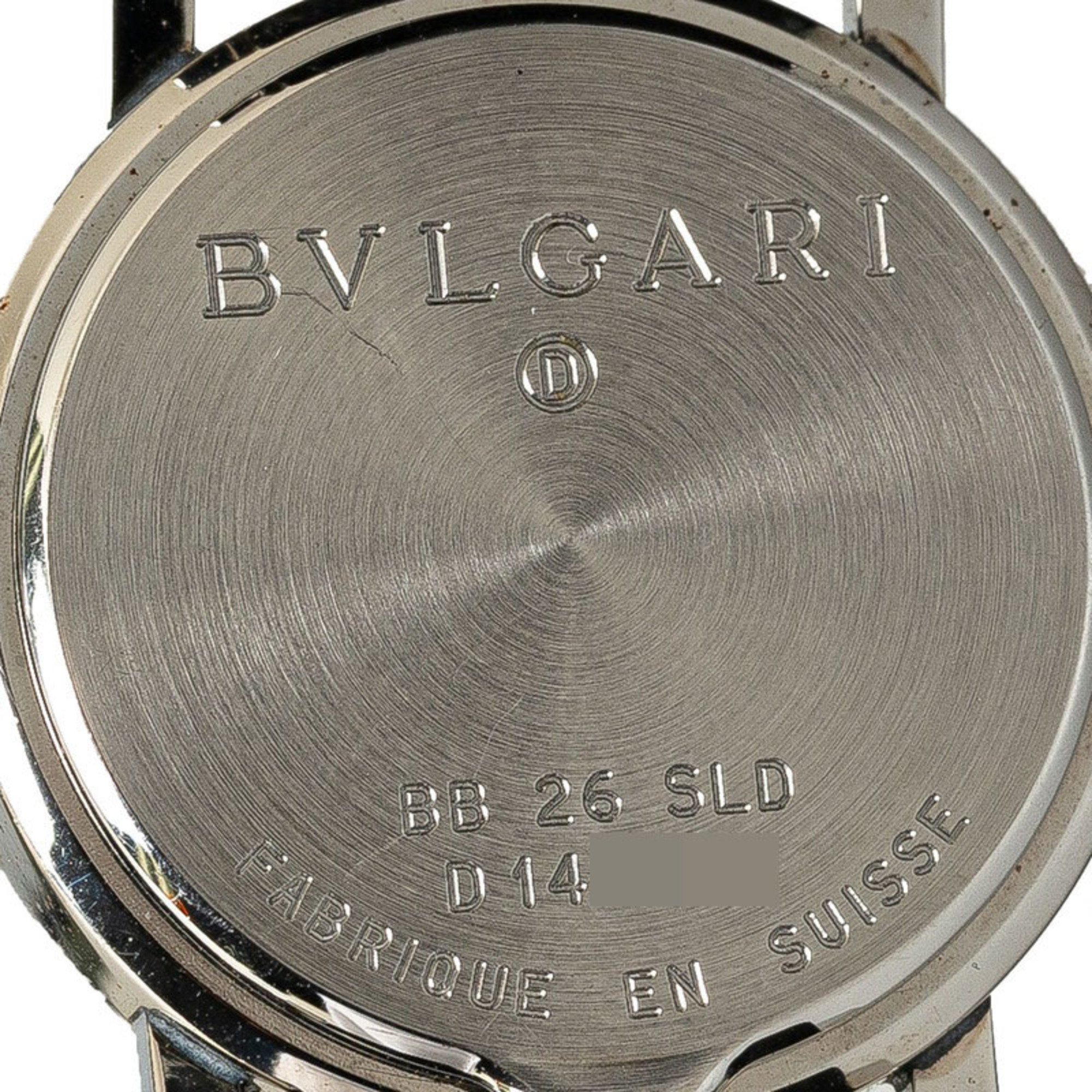 BVLGARI Watch BB26SLD Quartz Black Dial Stainless Steel Leather Women's