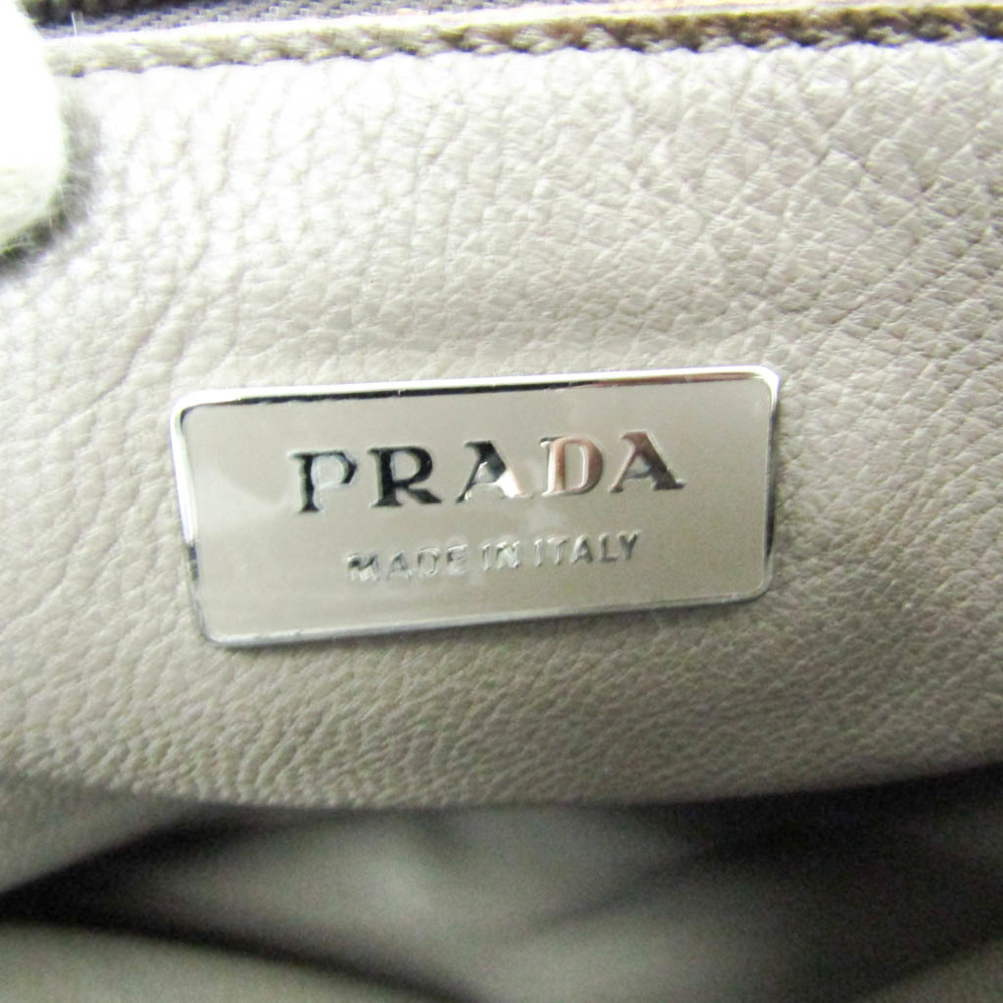 Prada Men's Leather Briefcase,Shoulder Bag Gray Brown