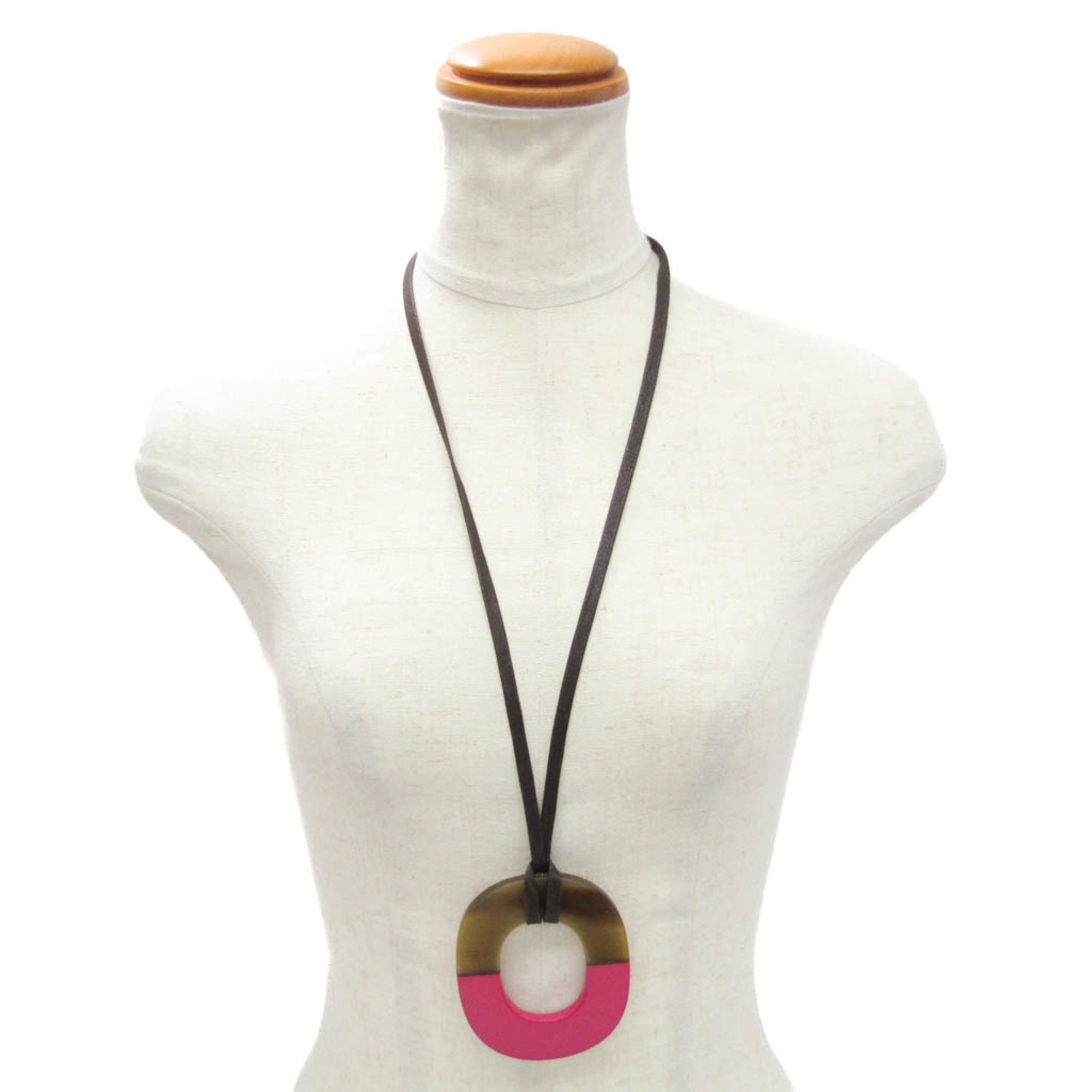 Hermes Isumu Buffalo Horn Men,Women Pendant Necklace (Beige,Pink)