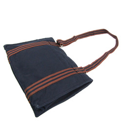 Hermes Fourre Tout Bassus MM Women,Men Cotton Canvas Shoulder Bag Brown,Navy