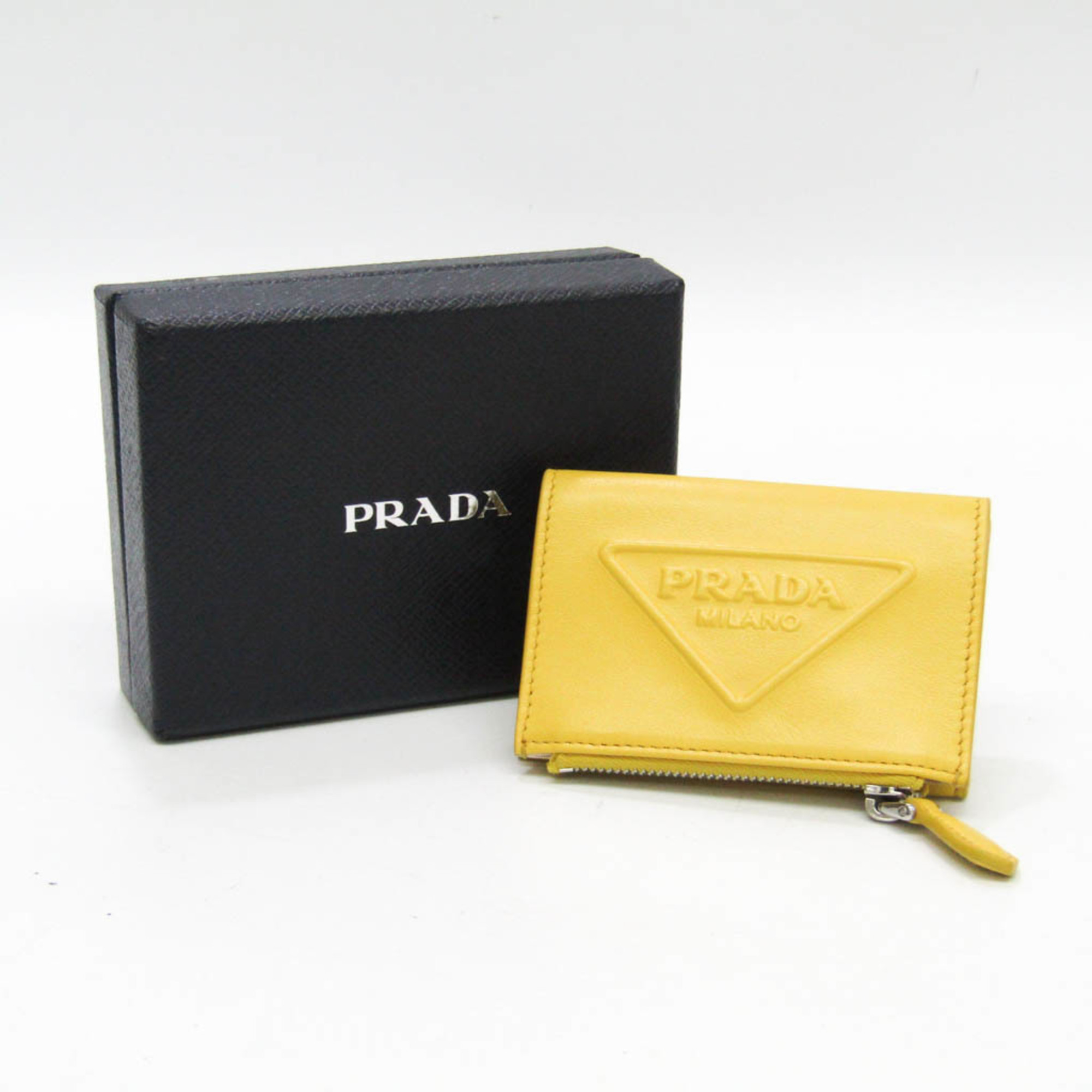 Prada Grace Triangle Compact Wallet Women's Leather Wallet (bi-fold) Yellow