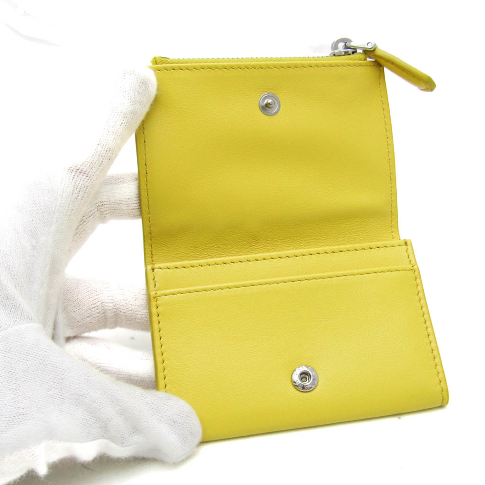 Prada Grace Triangle Compact Wallet Women's Leather Wallet (bi-fold) Yellow