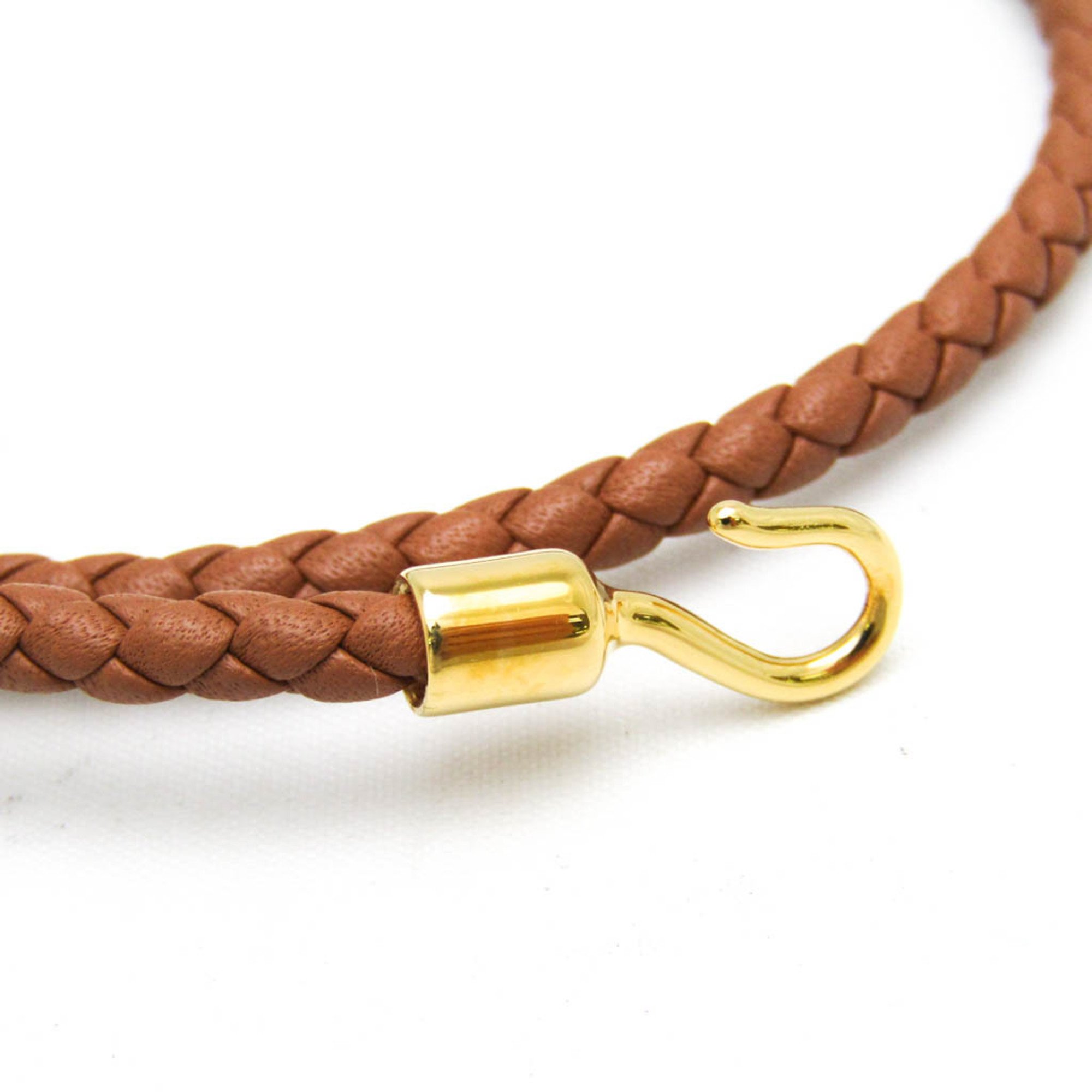 Hermes Lury Doubletour Leather,Metal Charm Bracelet Gold,Light Brown