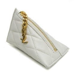 Saint Laurent Quilting 669925 Women's Leather Coin Purse/coin Case Off-white