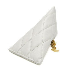 Saint Laurent Quilting 669925 Women's Leather Coin Purse/coin Case Off-white