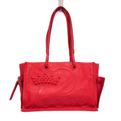 Loewe Shopper Tote Crown Studs Women's Leather Shoulder Bag,Tote Bag Red Color