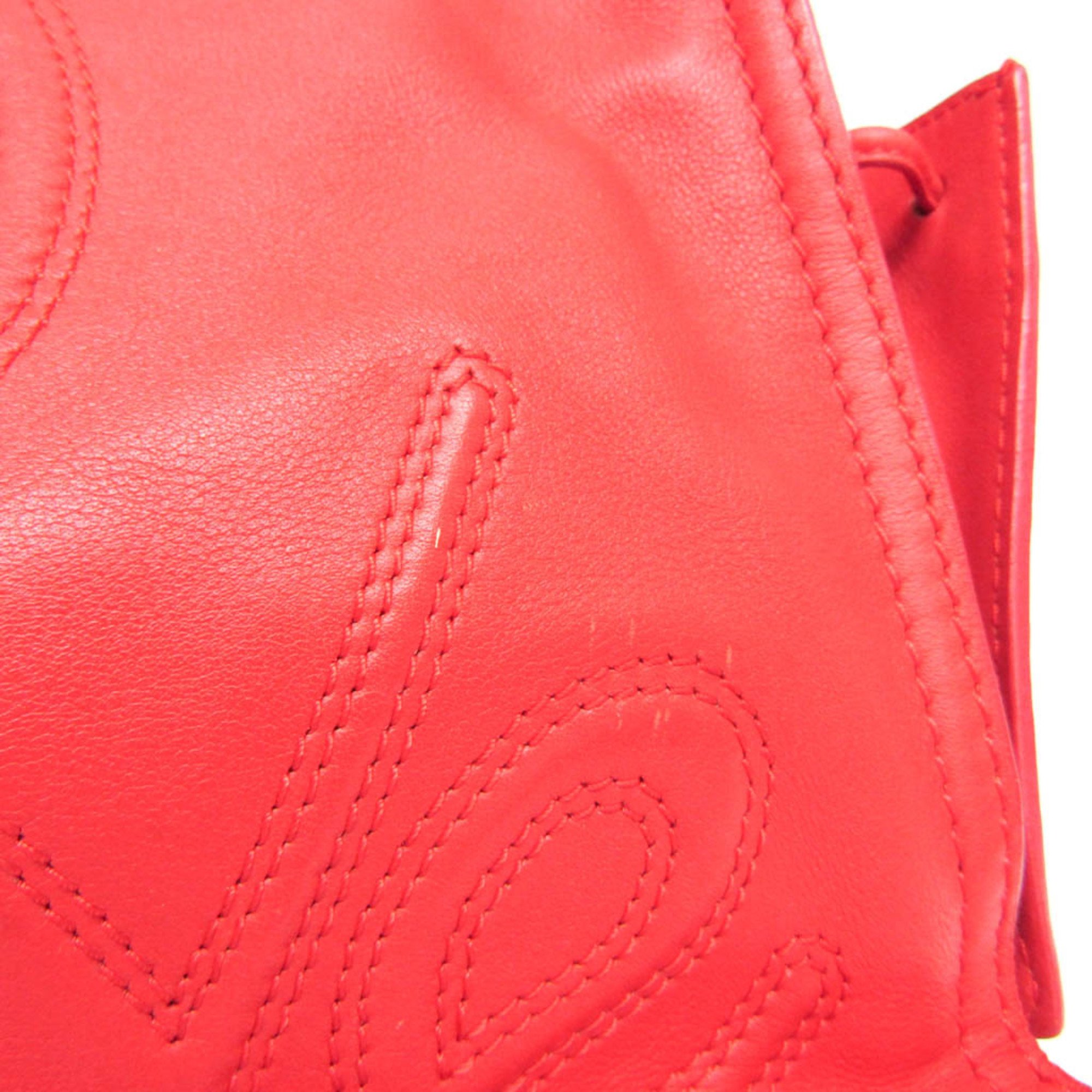 Loewe Shopper Tote Crown Studs Women's Leather Shoulder Bag,Tote Bag Red Color